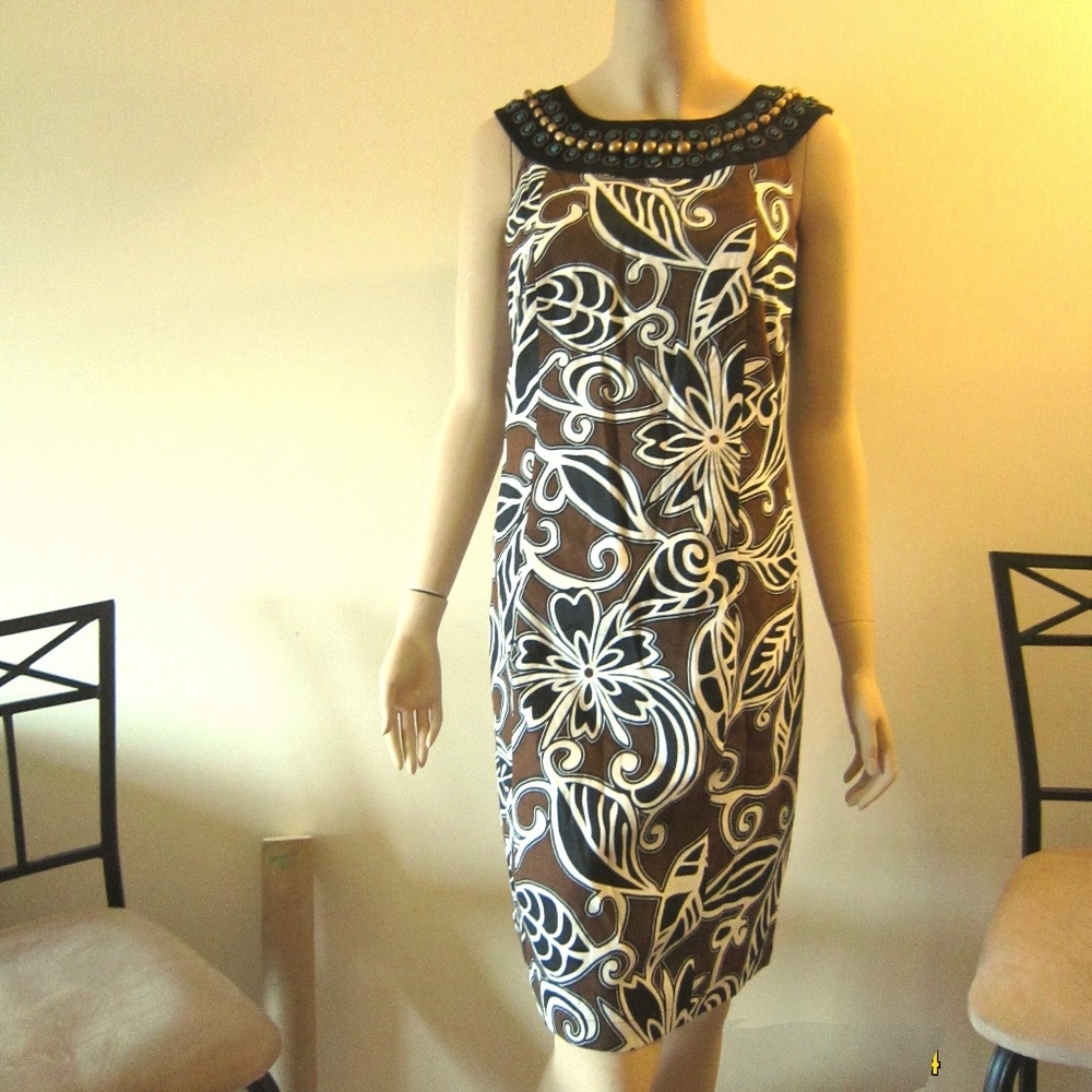 Kenar Cotton multi-colored, scooped neck dress